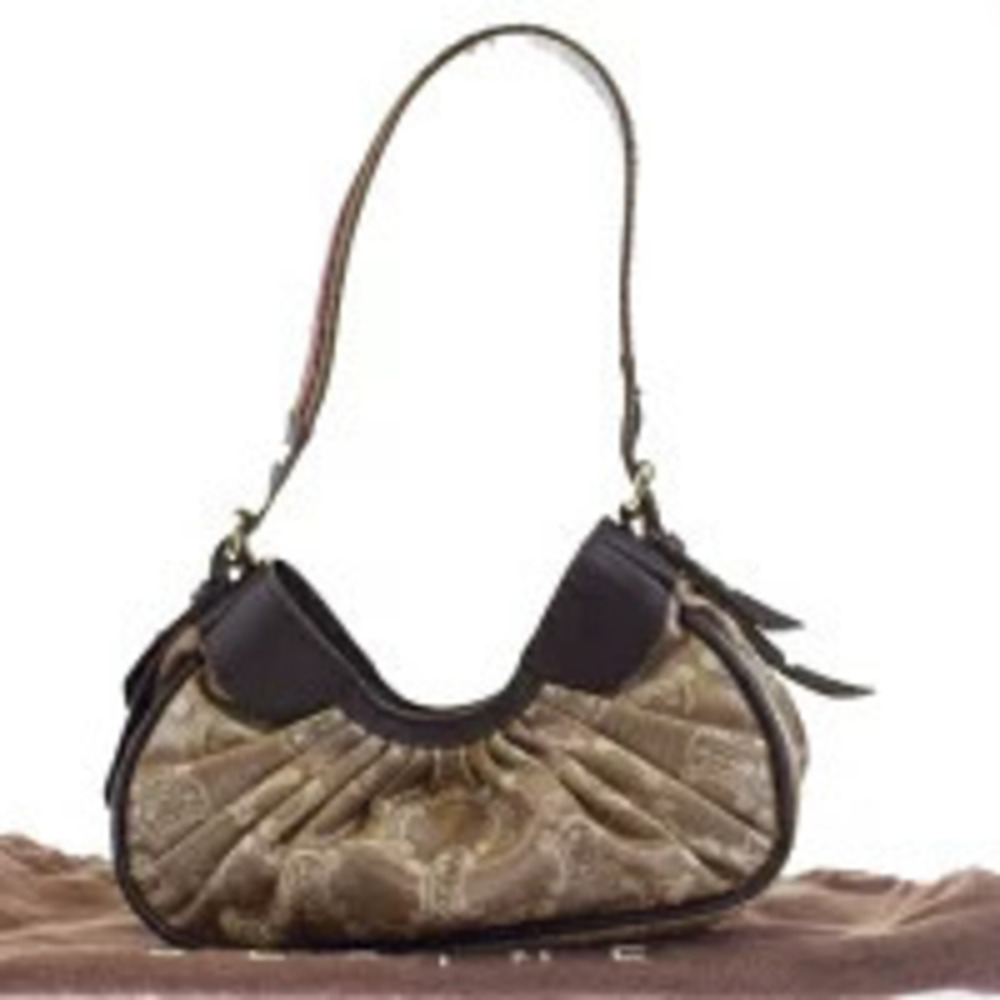 Celine Paris Macadam shoulder bag brown canvas leather